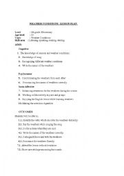 English Worksheet: WEATHER CONDITIONS LESSON PLAN
