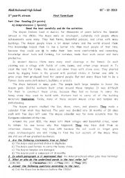 English Worksheet: exam about ancient civilisation