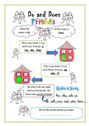 English Worksheet: Do-Does friends