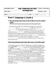 English Worksheet: 4th year test