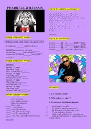 English Worksheet: PHARRELL WILLIAMS HAPPY