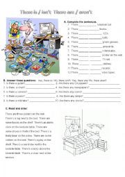 English Worksheet: There is /  are