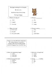 English Worksheet: Simple Reading Comprehension Practice
