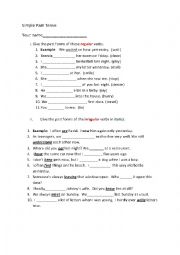 English Worksheet: Simple Past Worksheet Regular adn Irregular Verbs