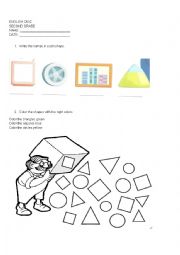 English Worksheet: Quiz of shapes, colors and numbers