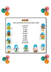 animals worksheet