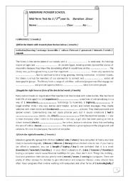 English Worksheet: test 3 2nd form