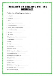 English Worksheet: initiation to creative writing