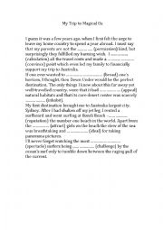 English Worksheet: My Trip to Magical OZ