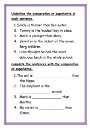 English Worksheet: Compartive and Superlative