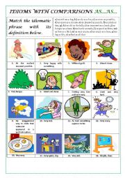 English Worksheet: IDIOMS WITH COMPARISONS AS ... AS... (+ KEY)