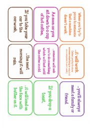 English Worksheet: First Conditional - Murphys Laws cards (Part 2)