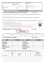 English Worksheet: Grammar and Vocabulary test 8th grade