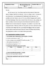 English Worksheet: End of term test N3