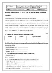 English Worksheet: End of term N3