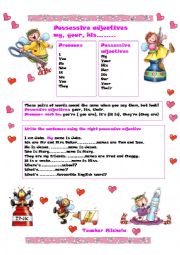 English Worksheet: Possessive adjectives my, your, his....