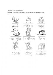 English Worksheet: Long and Short Vowel Sounds