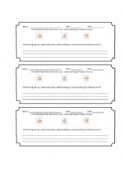 English Worksheet: Exit Ticket
