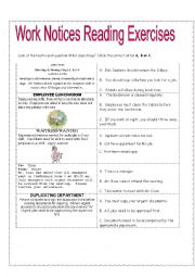 English Worksheet: Workplace Reading Exercise PET style