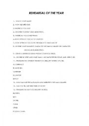 English Worksheet: rehearsal of the year