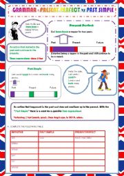 English Worksheet: PRESENT PERFECT VS PAST SIMPLE - RULES AND EXERCISES