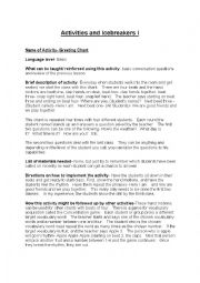 English Worksheet: activities and ice breakers