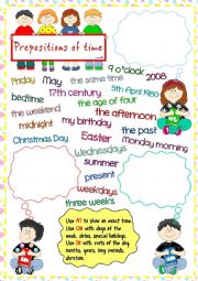 Prepositions of time * in , on, at * matching