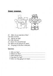 English Worksheet: Snowy Snowmen