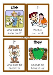 English Worksheet: Pronoun Flashcards: 37-48 of 70: with rules