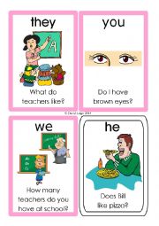 English Worksheet: Pronoun Flashcards: 61-70 of 70 plus special switchit cards