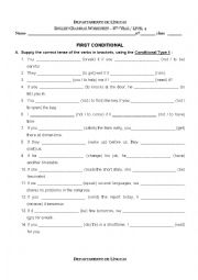 English Worksheet: First Conditional