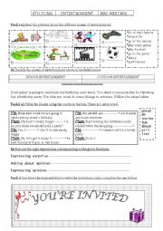 English Worksheet: ENTERTAINMENT / BIRTHDAY PARTY