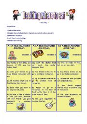 English Worksheet: Deciding where to eat