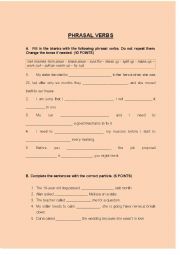 English Worksheet: Phrasal Verbs