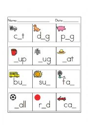 English Worksheet: Three Letter Spelling Fill-In