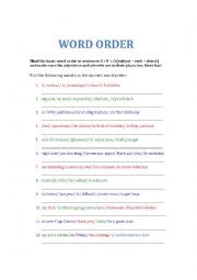 English Worksheet: Word order