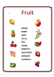 English Worksheet: fruit - matching activity