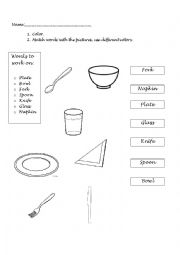English Worksheet: Tableware worksheet