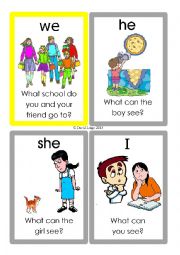 English Worksheet: Pronoun Flashcards: 49-60 of 70 including backs