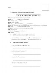 English Worksheet: Exam: Present simple, present continuous, past simple