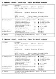 English Worksheet: Questions for Listening Comprehension Australia New Spring 3