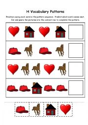 English Worksheet: Letter H Vocabulary Patterns