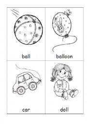 Toys flashcards BW