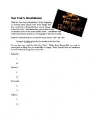 English Worksheet: New Years Resolutions