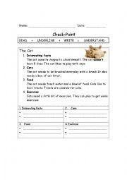 English Worksheet: Reading : The cat - Information Text