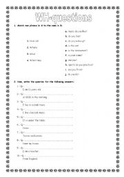 English Worksheet: WH-questions