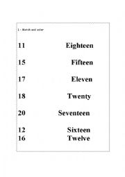 English Worksheet: match and Color