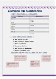 English Worksheet: Countries and Nationalities