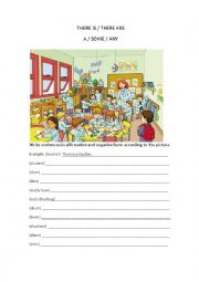 English Worksheet: There is-there are (a,some,any)