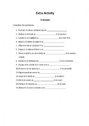 English Worksheet: Analogies